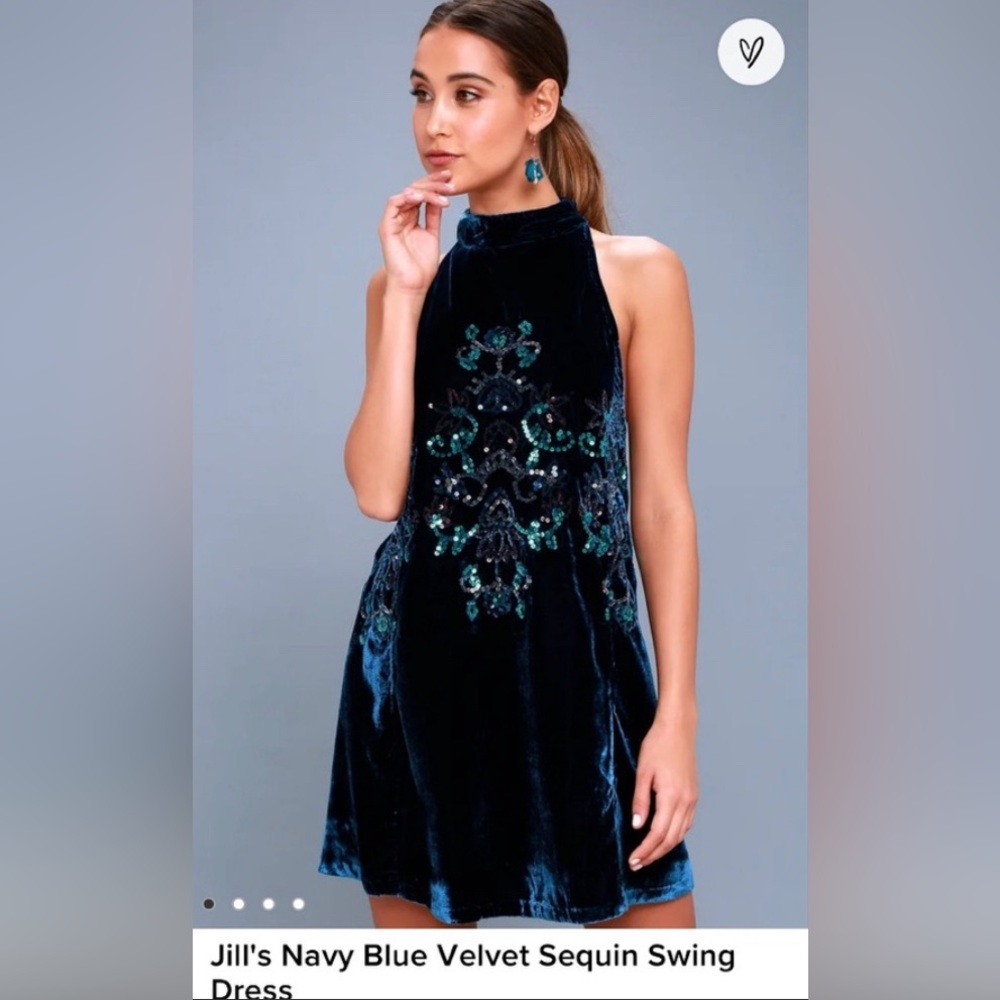 Free People Navy Jill Sequin Swing Dress